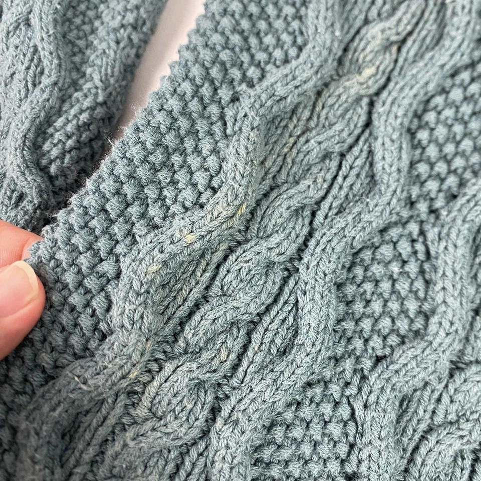 Suéter Eddie Bauer Mujer Medio Verde Tejido con Cable Cuello Simulado Algodón Pullover Foto 2 de 4