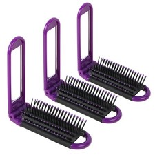 3PCS Folding Travel Hair Brush with Mirror, Mini Comb/Wet Brushes, Compact Pu...