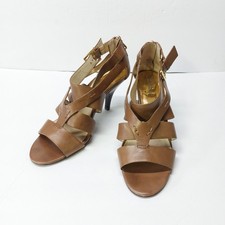 MICHAEL KORS Brown Leather Back Zip Cocktail Heeled Sandals Women's Size 11M