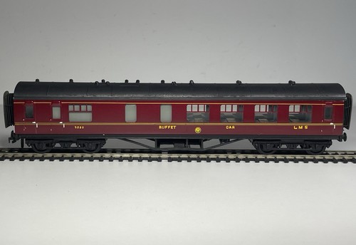 Vintage Exley Spurweite OO Weißblech Restaurant Buffetwagen Coach 5230 LMS purpurrot | Condition: Used