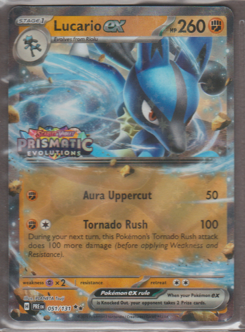 Lucario ex 051/121 Prismatic Evolutions Stamp Double Rare Pokemon TCG Card