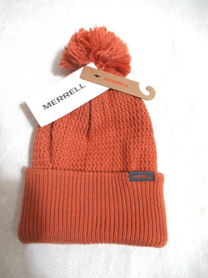 Merrell Unisex Beanie Aragon Rust Color Waffle Bobble Beanie One BNWT