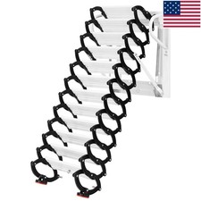 Pull Down Attics Ladder Aluminum Alloy Attic Stairs Wall Mounted Folding Ladder