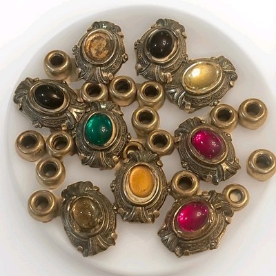 Vintage Gripoix Glass Cabochon Silver Etruscan Art Nouveau Jewelry Findings 