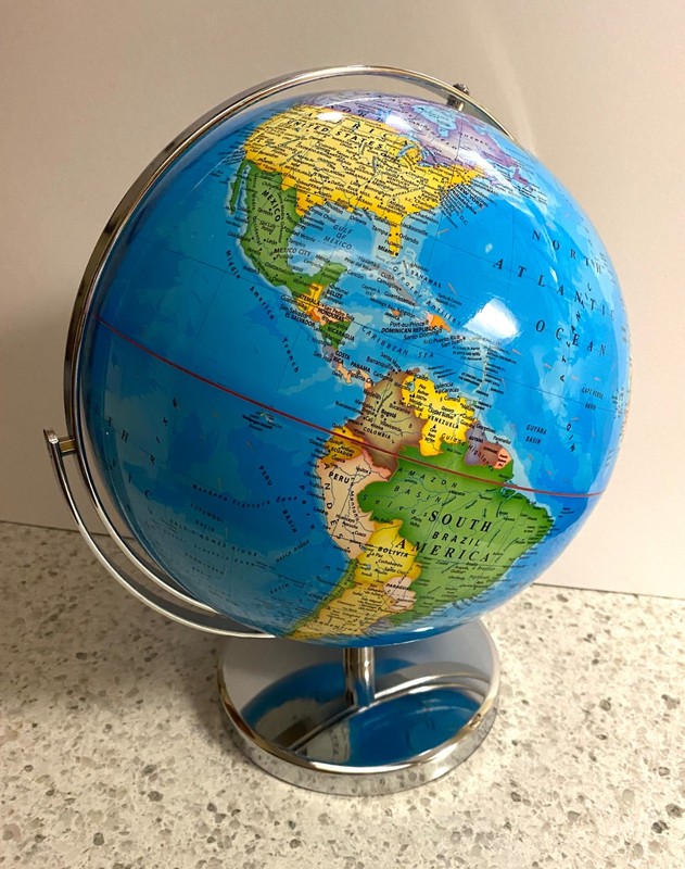 11" Desk/Table World Globe, 2 axis, 360 degree rotation & 360 degree pivoting