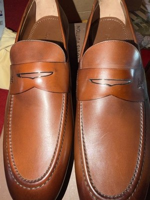 Louis Vuitton Brown Leather Penny Slip On Loafers US Size 10 EU 44