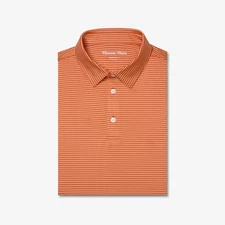 Mizzen + Main Versa Polo Size Medium Trim Burnt Orange Stripe Texas
