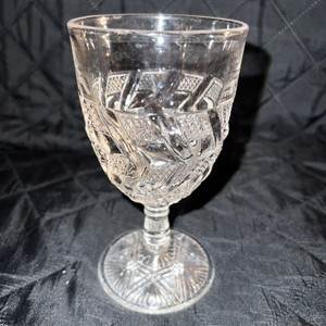 EAPG Jones,Cavitt & Co. #126 Mitred Diamond Points aka Zig Zig Water Goblet 1887