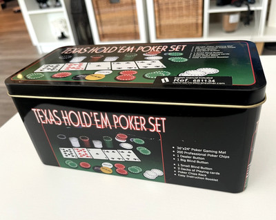 Texas Hold'Em Poker Set in Metalldose, 100% vollständig, WIE NEU