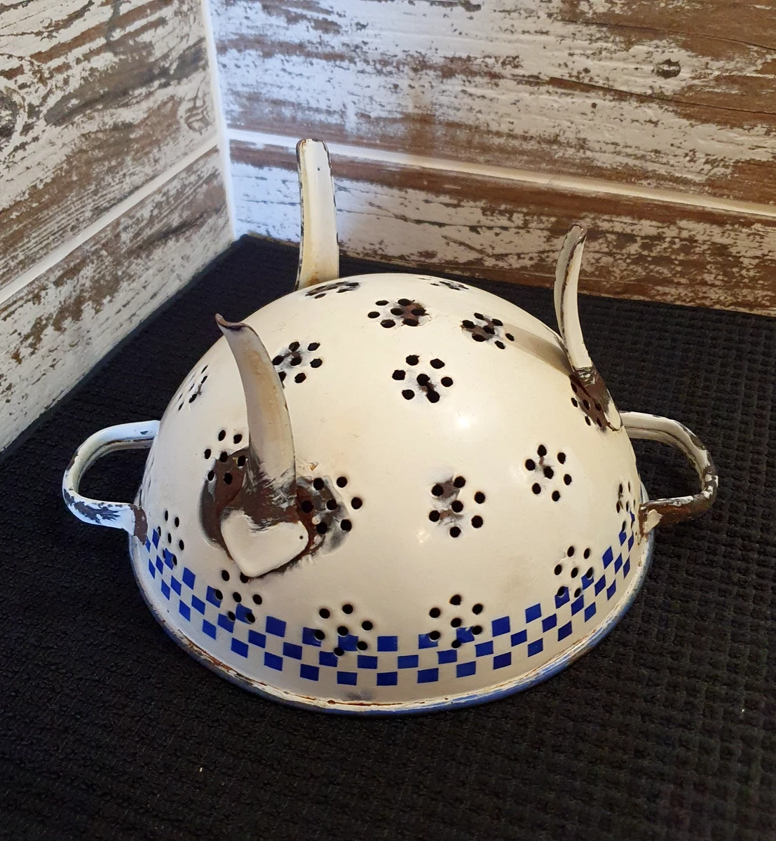 Porte-ustensiles émaillé Vintage – Déco Poule Et Canard – Métal Blanc