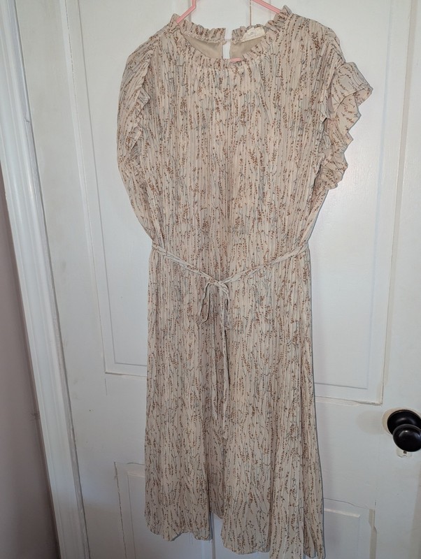 dress Orange Creek los Angeles Dress Sz large L beige floral with belt 
