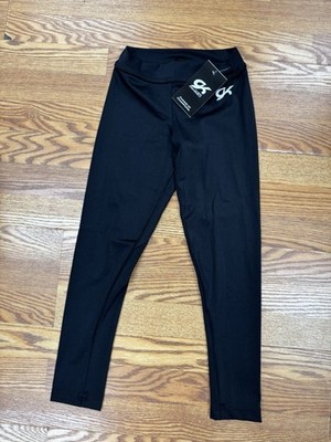 GK Elite LEGGINGS Gymnastics BLACK WARM-UP PANTS Girls Child S M L Adult XS & S