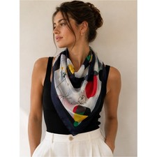 Abstract Mid Century Modern Sheer Scarf Geometric Art Print Atomic Mod Retro