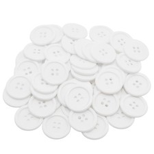 Lilaly 50 PCS 1 inch Resin Buttons for Crafts, 4 Holes 1 (25mm), White