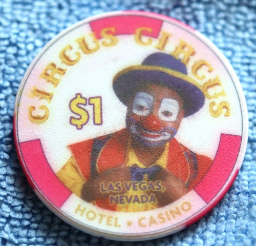 Circus Circus Hotel & Casino $1 Poker Chip Clown Las Vegas, Nevada