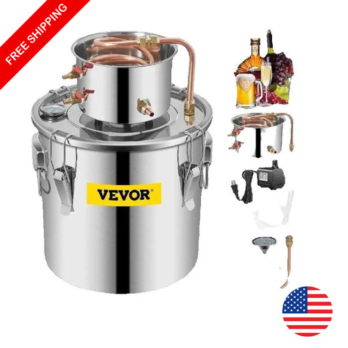 8 Gal Alcohol Distiller Moonshine Still Kit Stainless Steel Copper w/Water Pump