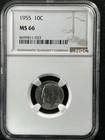 1955  10C  Roosevelt Dime NGC MS66    8699811-033