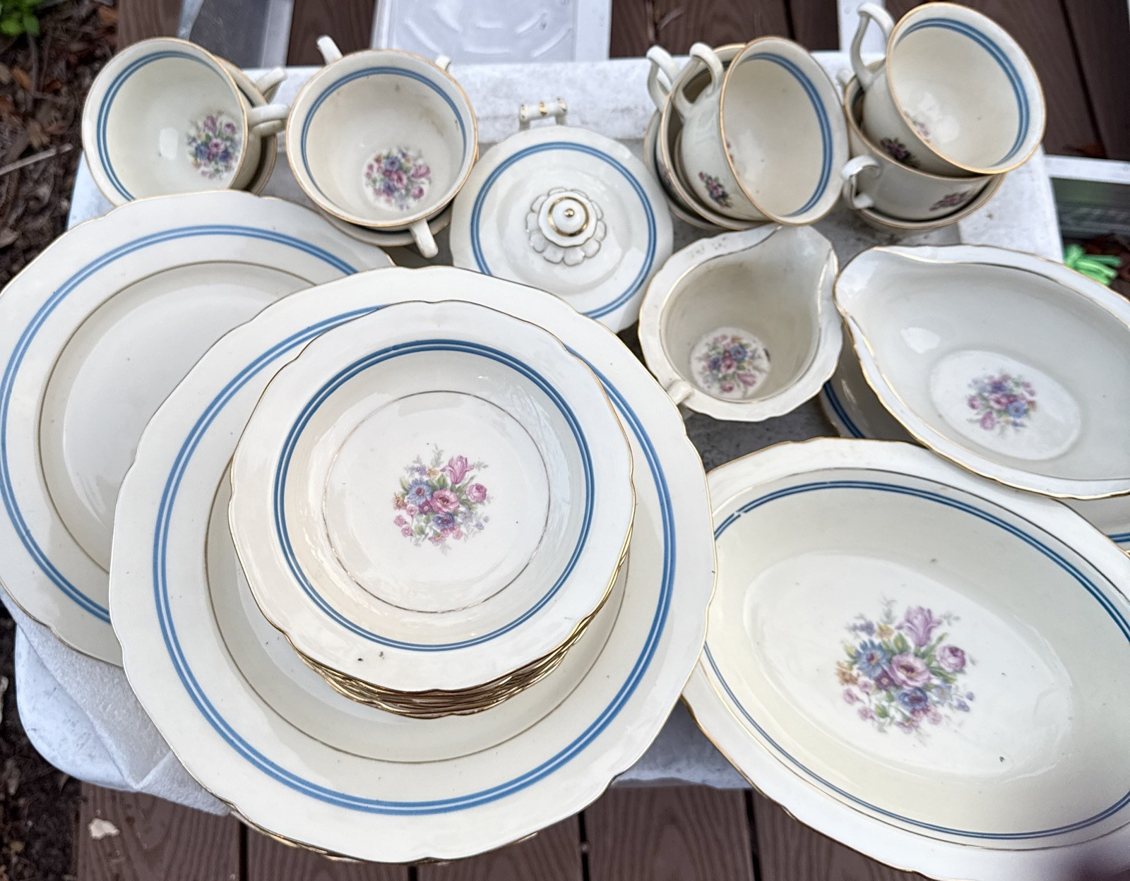 Royal Epiag Czechoslovakia Gold Rim/gold Accent Rare Floral Partial China Set