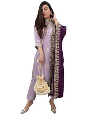 Women's Stylish Silk Viscose Kurta Printed Straight Kurta with Pant  Dupatta