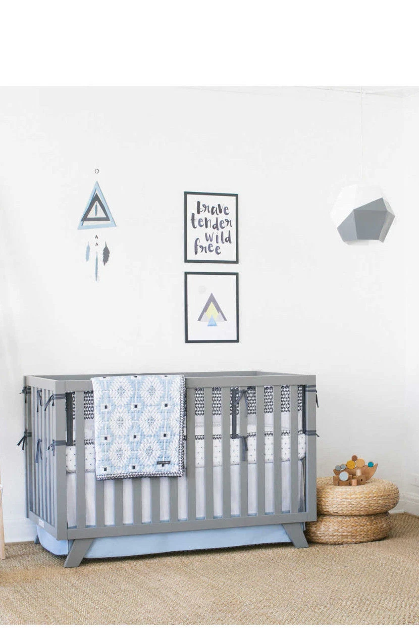 Petunia Pickle Bottom Southwest Skies 3-Piece Baby Crib Bedding Set in Grey/Blue