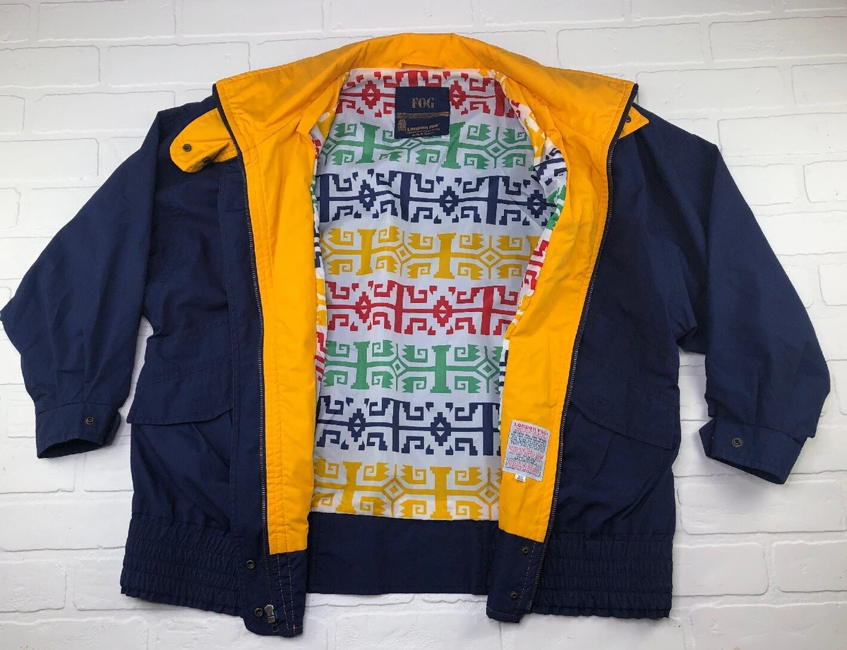 Vintage London Fog Mens Jacket Size Extra Small XS Multicolor Padded Shoulders