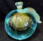 VTG MCM 1960s BIG 5" Murano Italy Glass Apple Bookend Paperweight Blue Green