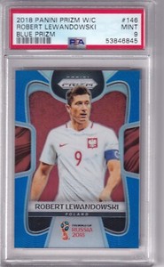 2018 Panini Prizm World Cup Blue Robert Lewandowski /199 #146 PSA 9 Mint