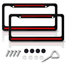 2x Metal Red Line for Jeep Gladiator Wrangler Car License Plate Frame Tag Covers