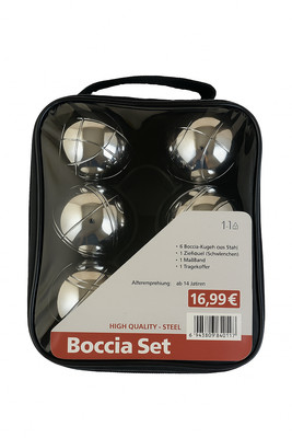 Boccia Set / Boule-Spiel   Hochwertige Kugeln aus Stahl im Tragekoffer Outdoor