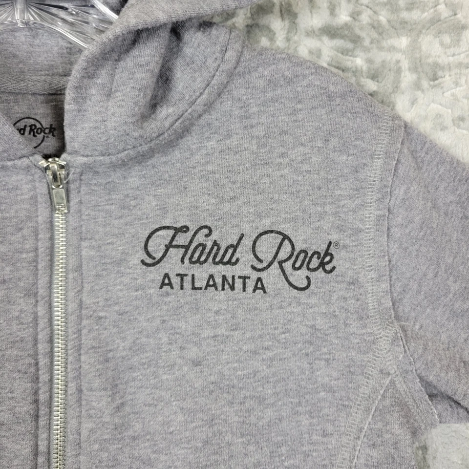 Hard Rock Cafe Hoodie Womens Size XS Gray Full Zip Fleece Sweatshirt Atlanta - Image 2 of 4