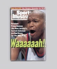 Derrick Coleman nba Waaah !Sports Illustrated 1995 2"X3" Fridge MAGNET si Nets