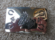 Vintage Belt Buckle Horse Head Horseshoes Chambers Western Cowboy Cowgirl