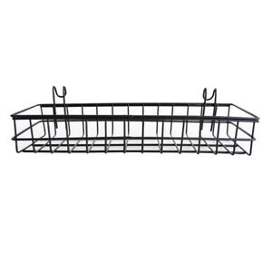 Wire Storage Shelf Rack for Home Supplies Black Wall Mount Organizer for Wall Grid Grid Wall Shelf Hanging Basket Grid Basket With Hook Wire Wall Basket