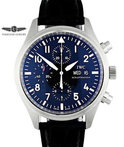 Men's IWC Pilot Chronograph IW371701 Stainless Steel 42mm Blac...