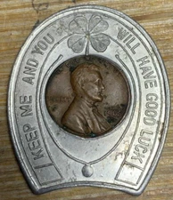 Vintage 1965 Keep Me & Never Go Broke Encased Coin Token Lucky Charm SEA FOOD