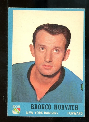 1962-63 Topps #63 Bronco Horvath New York Rangers hockey card AB-895