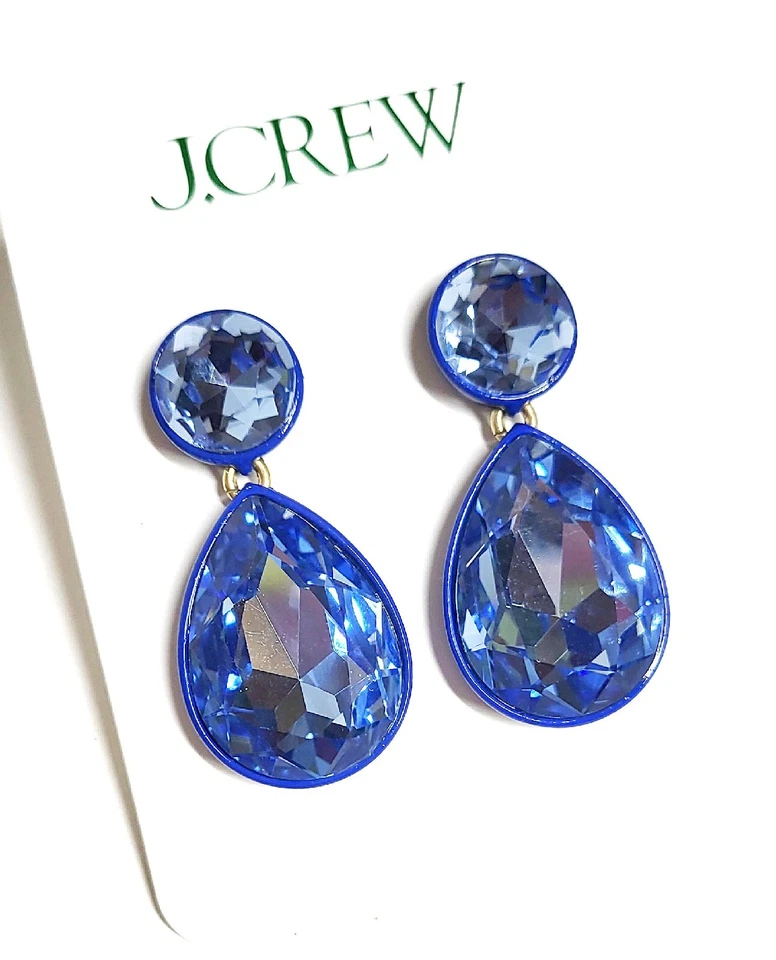 J.Crew блестящий двойной капли серьги Tidewater синий позолоченный латуни BQ556 новый - Изображение 3 из 4