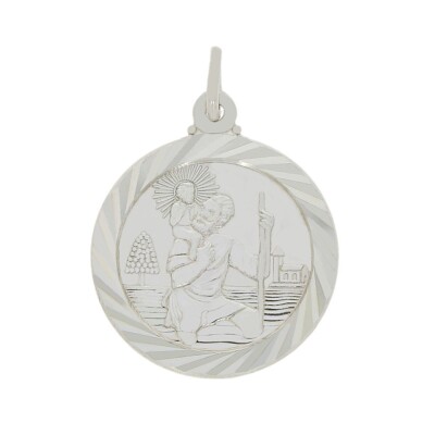 St Christopher Pendant Sterling Silver Double Sided 3.2 gms
