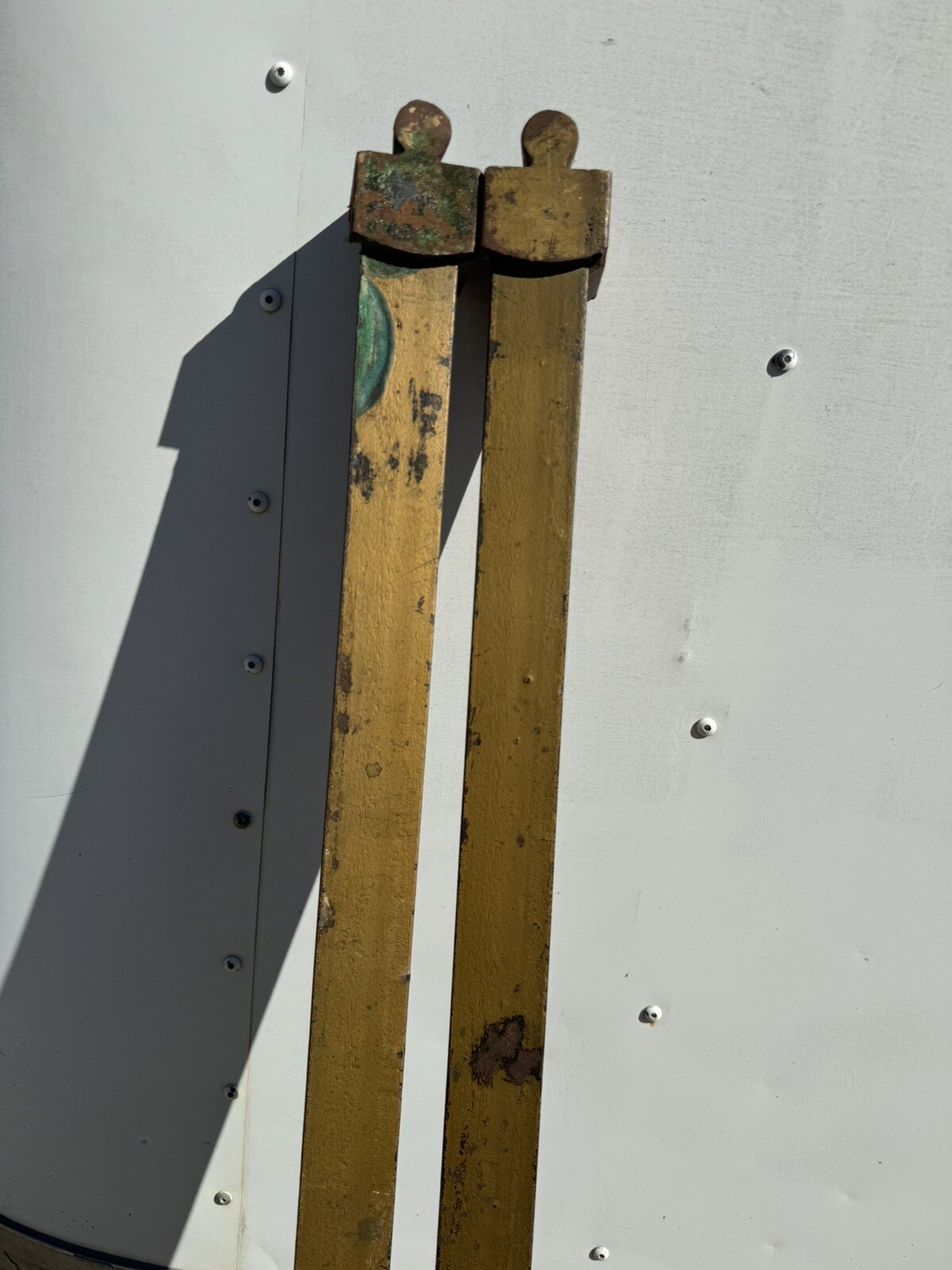 Atq Vtg Original Cast Iron Bed Rails 75” Tapered Cone Ends TwinFull