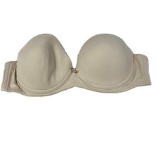 Vintage Victorias Secret 34B Strapless Bra Solid Beige Underwire 3165