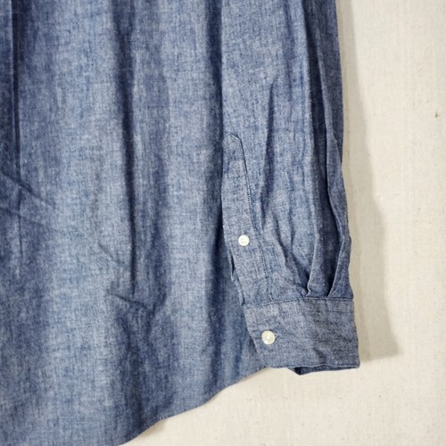 Eddie Bauer Shirt Mens L Blue Band Collar 100% Cotton Long Sleeve Button-Up - Picture 8 of 15