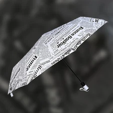 ENAPY Automatic FoldingUmbrella with UV Protection - White Newspaper Pattern