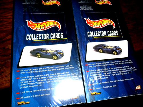 2 LOT 1999 Hot Wheels Sealed Trading Card Hobby 36 Pack Wax Box Comic Images - Picture 1 of 3