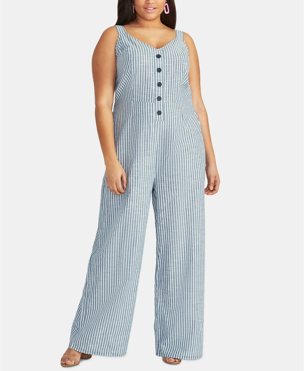 Rachel Rachel Roy Trendy Zarita Striped Jumpsuit 149 Plus Size 24W 4NA 726 N
