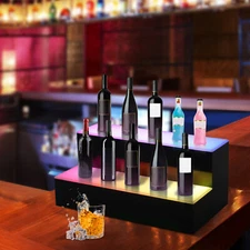 LED Liquor Bottle Display Shelf 2 Tier 15.7-inch Home Bar with Remote Control