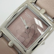 Montre femme HERMES Cape Cod W059608WW00 cadran rose quartz double tour cuir