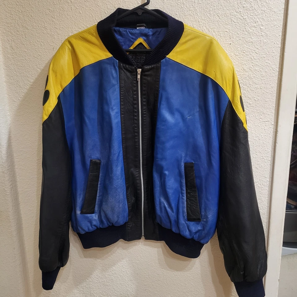 VTG 90’s Hobo USA Leopard Jaguar Jacket Michael Hoban Blue Yellow Size 42 - Image 2 of 4