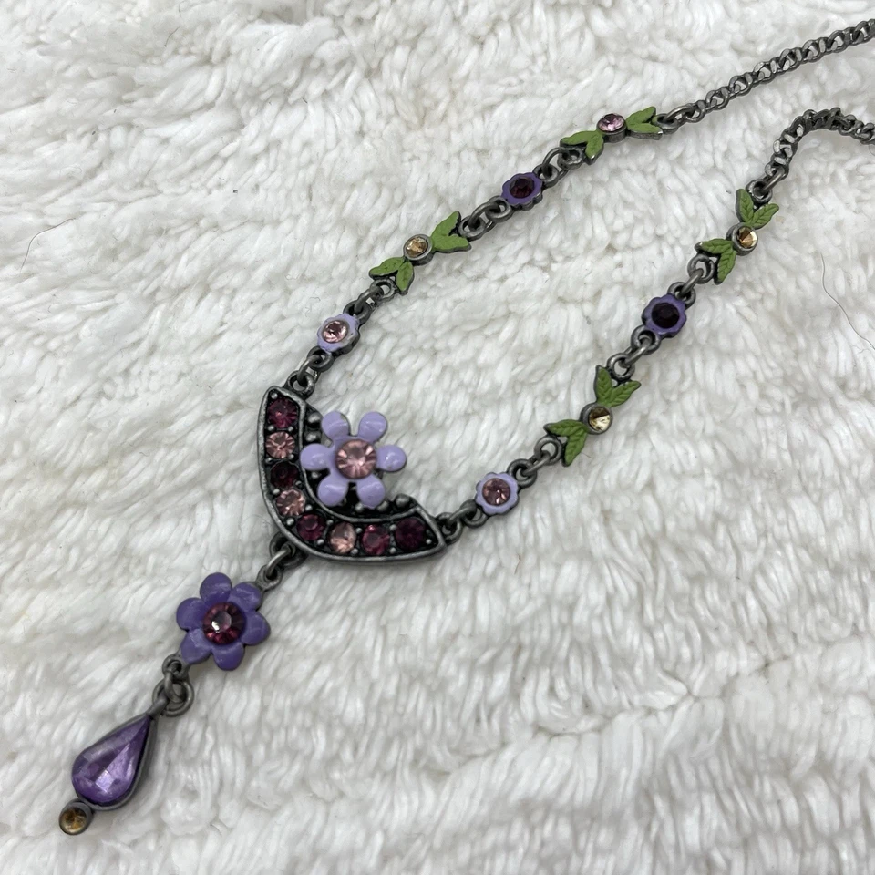 Collar Floral Victoriano Renacimiento Y Gota Púrpura Delicado Fairycore 16" Foto 3 de 4