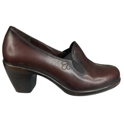 Dansko Women s Beth Brown Leather Slip On Clog Heels Size 36 US 5.5/6