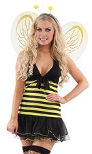 Adults Womens Sexy Bumble Bee Sexy Hen Night Party Fancy Dress Costume
